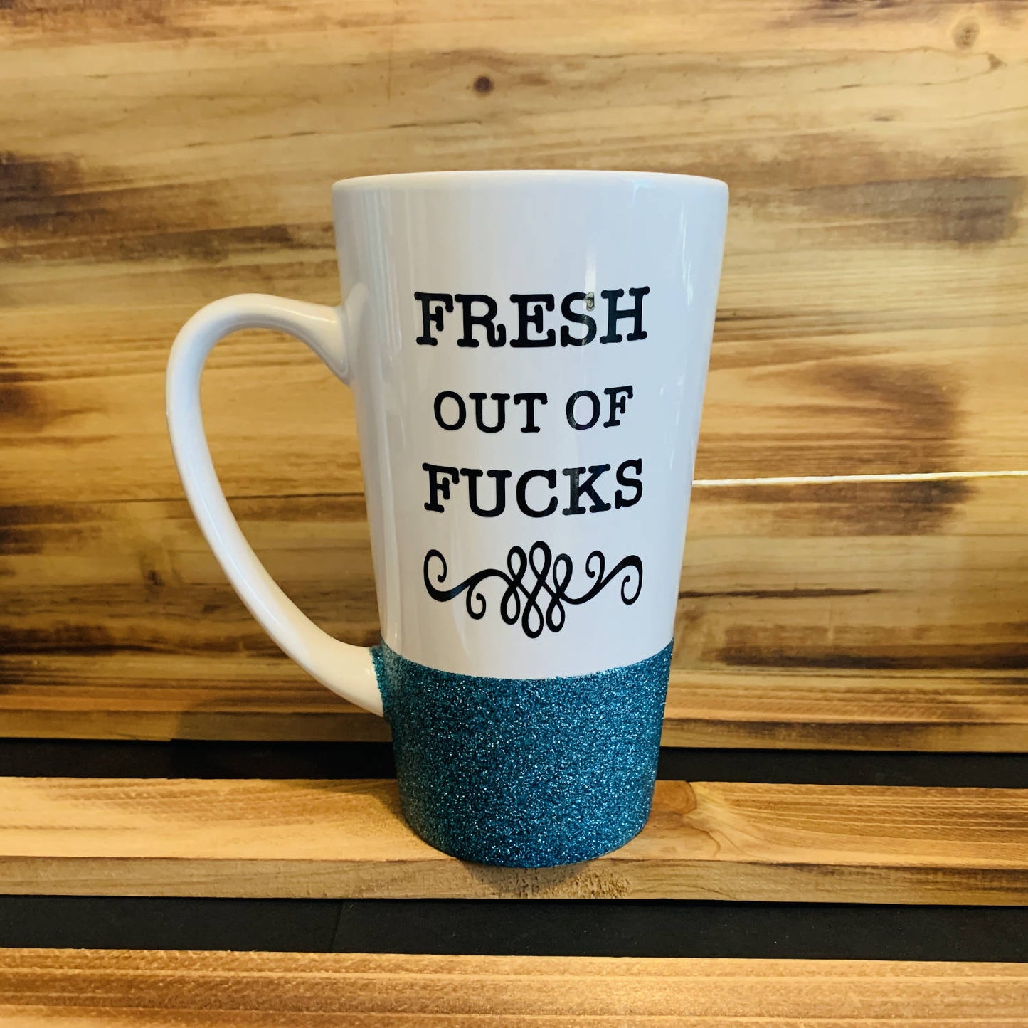 Fresh Out of Fucks Glitter Mug - HandmadeSask