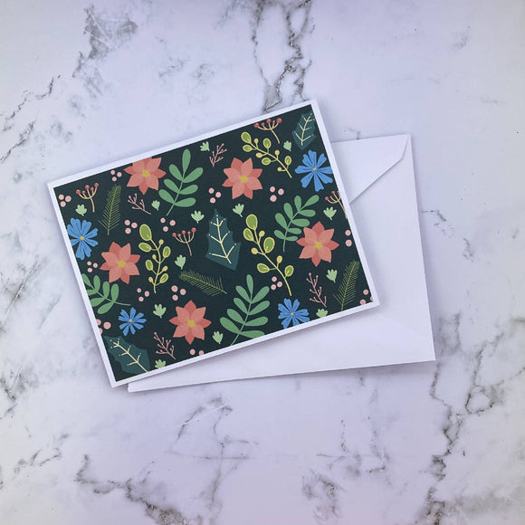Christmas Foliage Doodle Printed Card