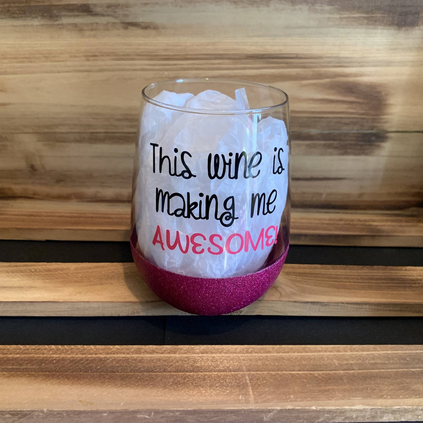 Making Me Awesome Glitter Stemless - HandmadeSask
