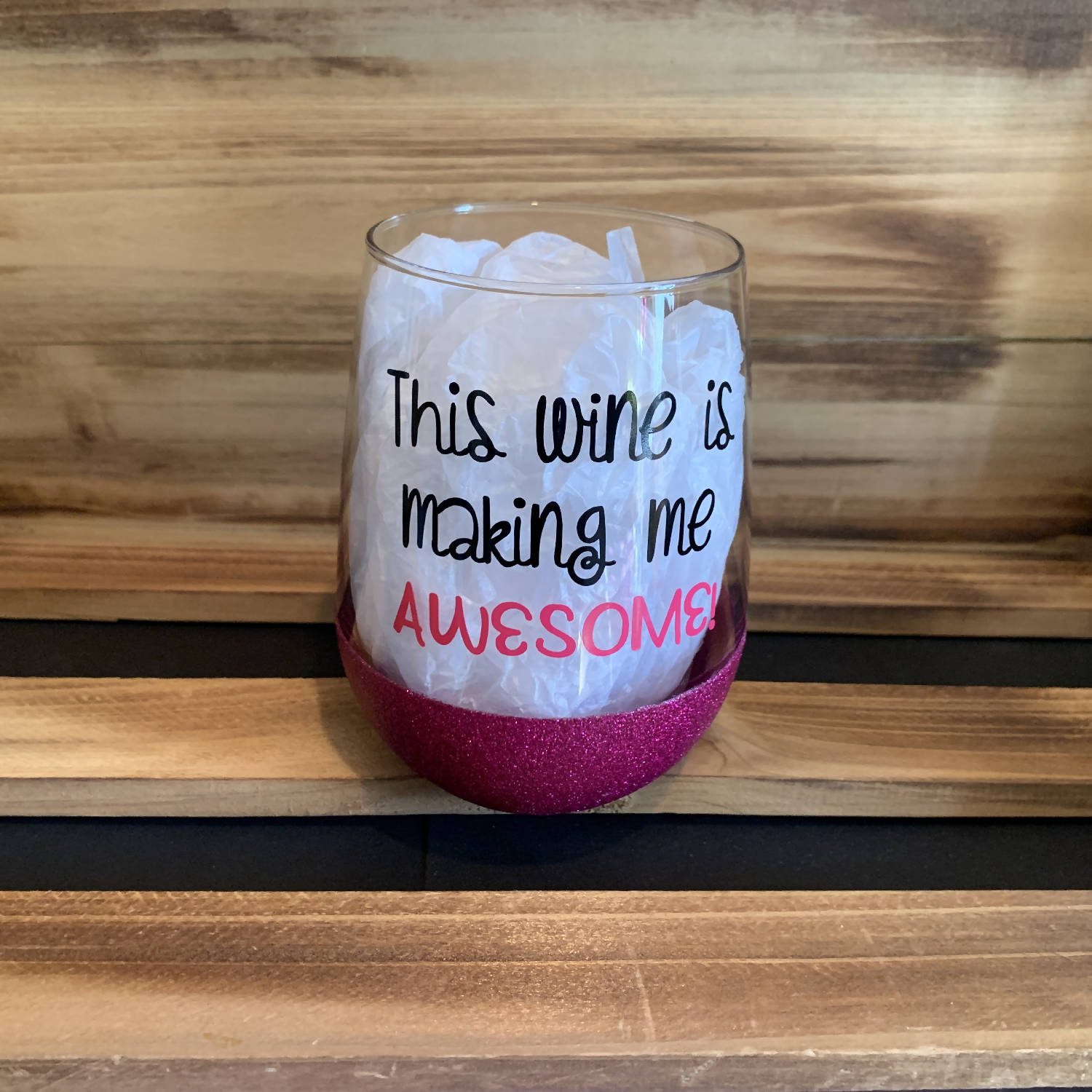 Making Me Awesome Glitter Stemless - HandmadeSask