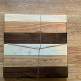12 x 12” Cutting board (maple, cherry and walnut stripes
