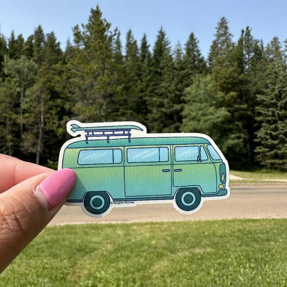 Camper Van Blue Weatherproof Sticker