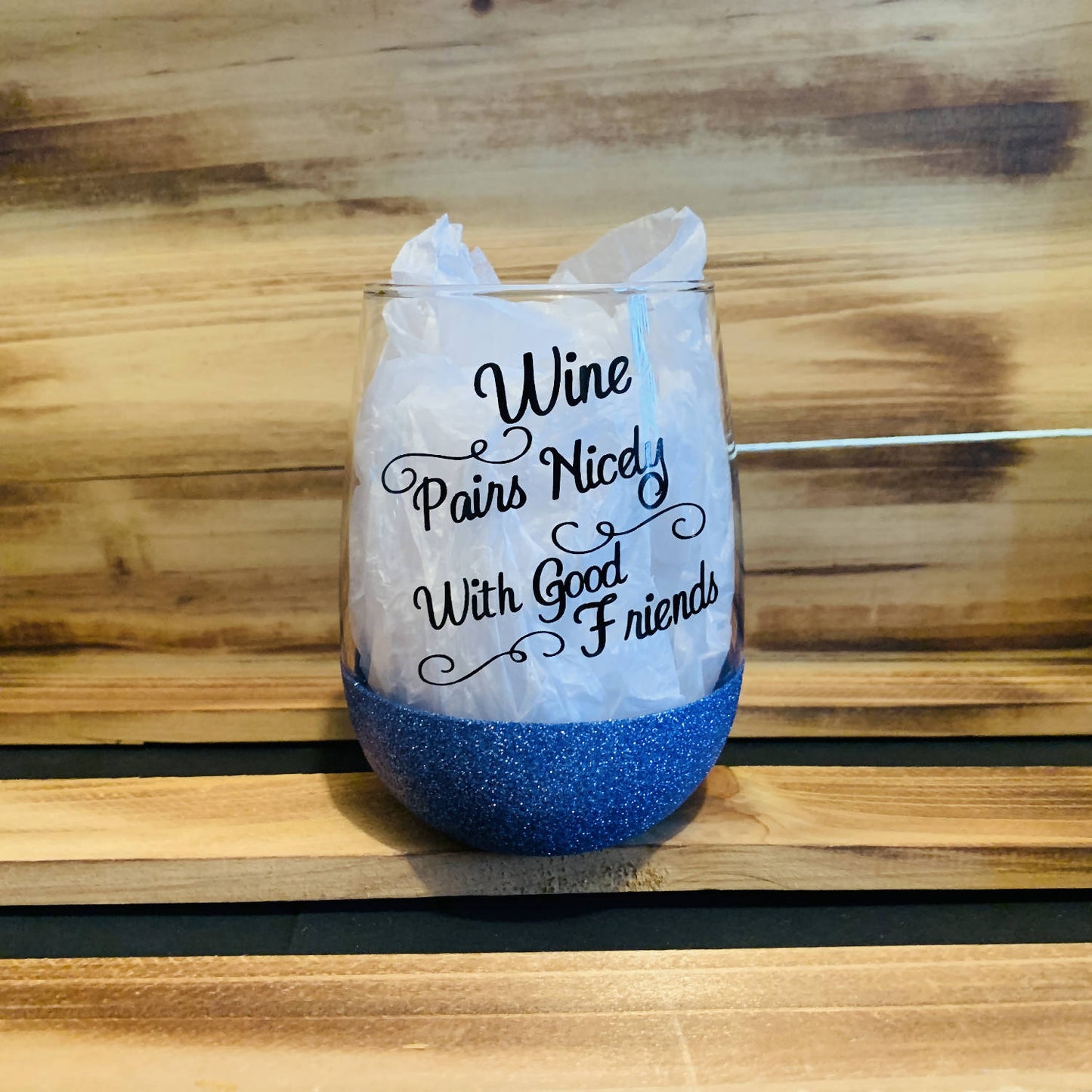 Wine Pairs With Good Friends Glitter Stemless - HandmadeSask