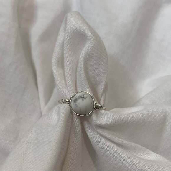 Silver Wrapped Howlite Ring (24g)