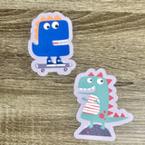 Set of 8 Cute Dinosaur 3.75" Stickers/Decals - HandmadeSask