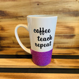 Coffee Teach Repeat Glitter Mug - HandmadeSask
