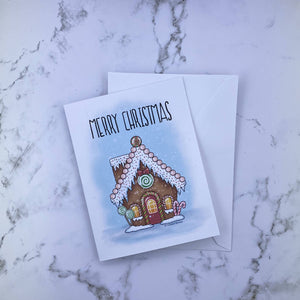 Merry Christmas- Gingerbread House Printed Card
