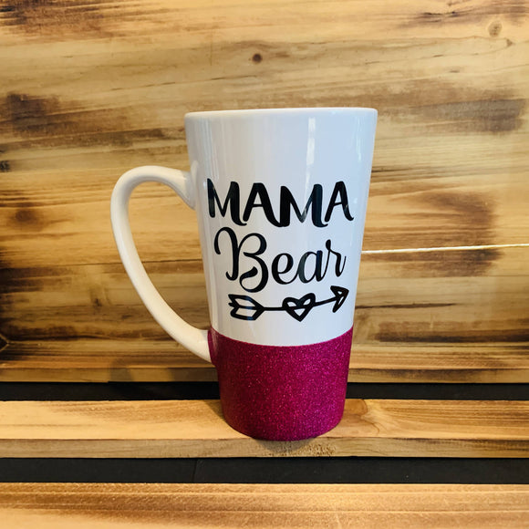 Mama Bear Glitter Mug - HandmadeSask