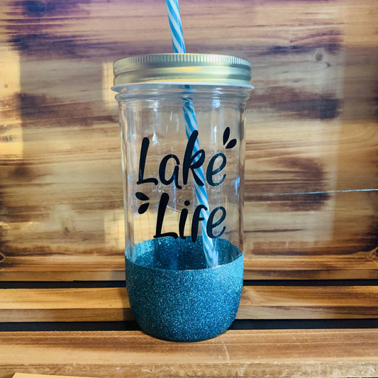 Lake Life Glitter Jar - HandmadeSask