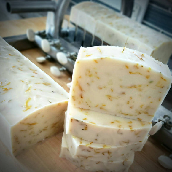 Rosemary Essential Oil with Calendula Petals: Goat Milk Soap - HandmadeSask