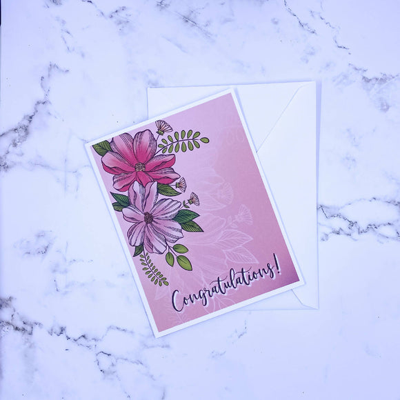 Pink Blooms-Congratulations Printed Card