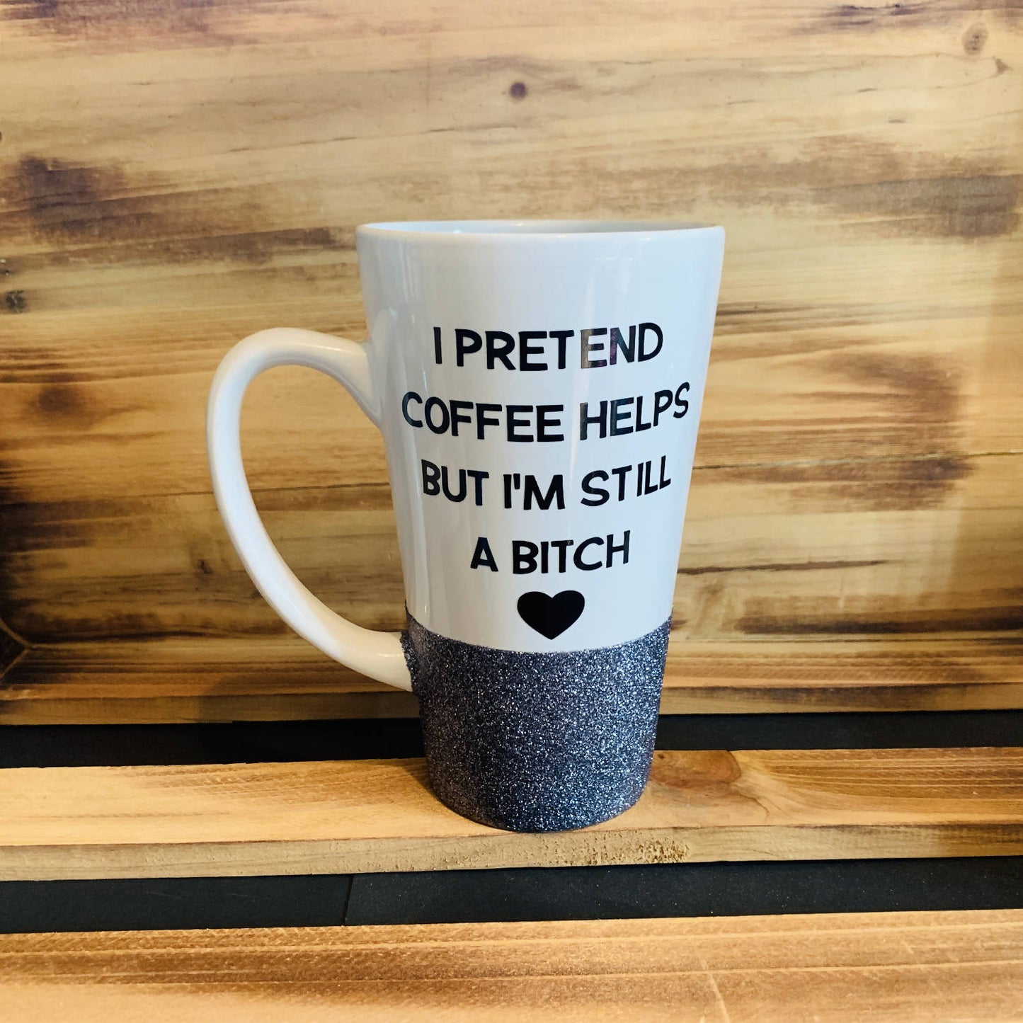 I Pretend Coffee Helps Glitter Mug