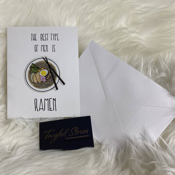 Best Type Of Men Is Ramen Stickard (Greeting Card with Sticker) - HandmadeSask
