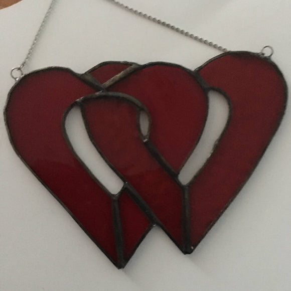 Stained glass double heart